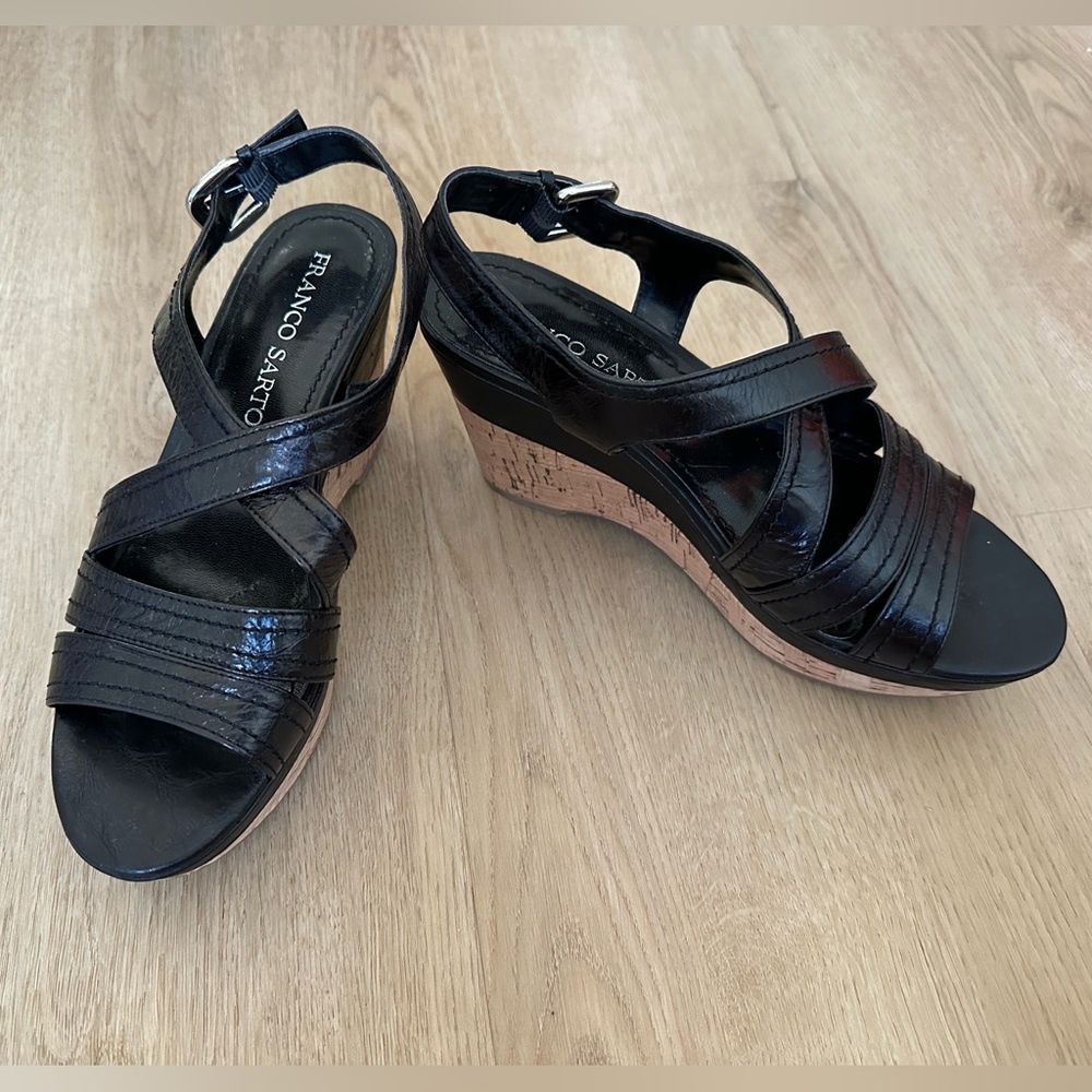 Franco Sarto grace black wedges